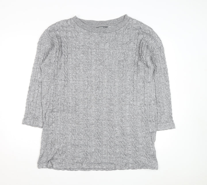 Nutmeg Women Grey Cable-Knit Pullover Jumper Size 16