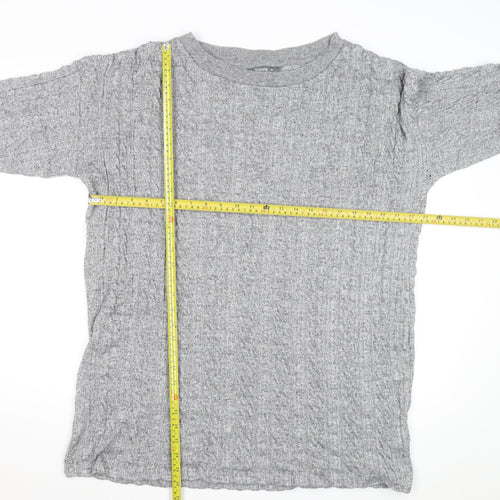 Nutmeg Women Grey Cable-Knit Pullover Jumper Size 16