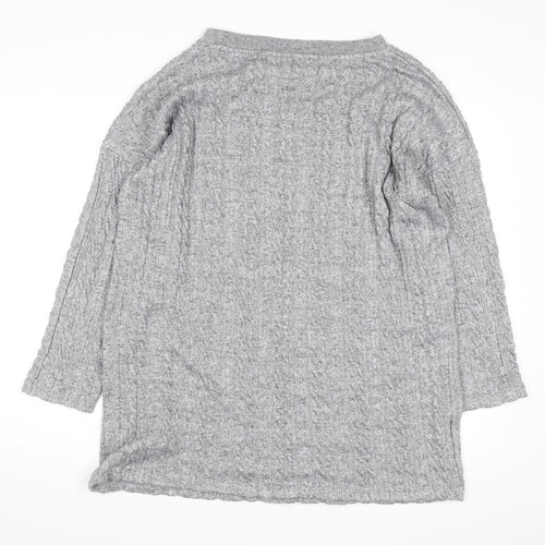 Nutmeg Women Grey Cable-Knit Pullover Jumper Size 16