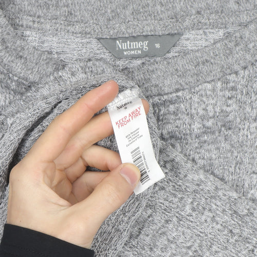 Nutmeg Women Grey Cable-Knit Pullover Jumper Size 16