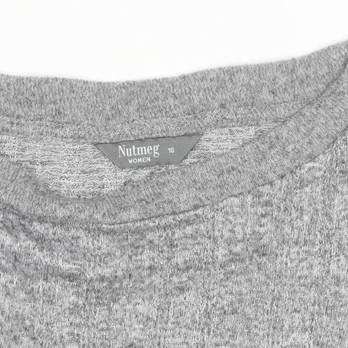 Nutmeg Women Grey Cable-Knit Pullover Jumper Size 16