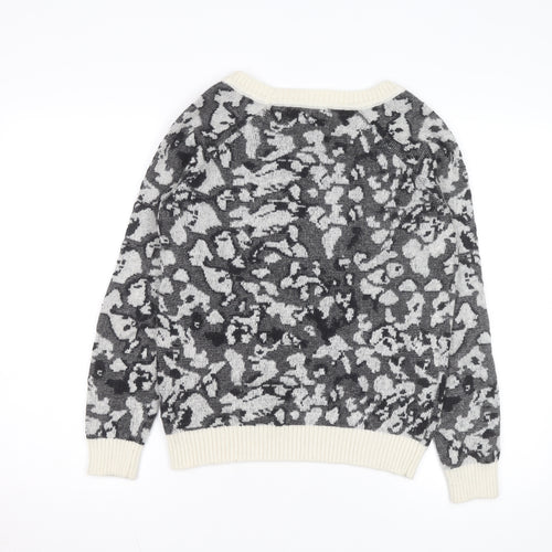 InWear Womens Grey Animal Print Alpaca Wool Blend Jumper M