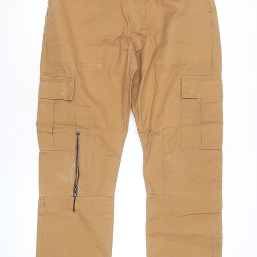 Superdry Men’s Brown Cargo Trousers Size S Straight Fit
