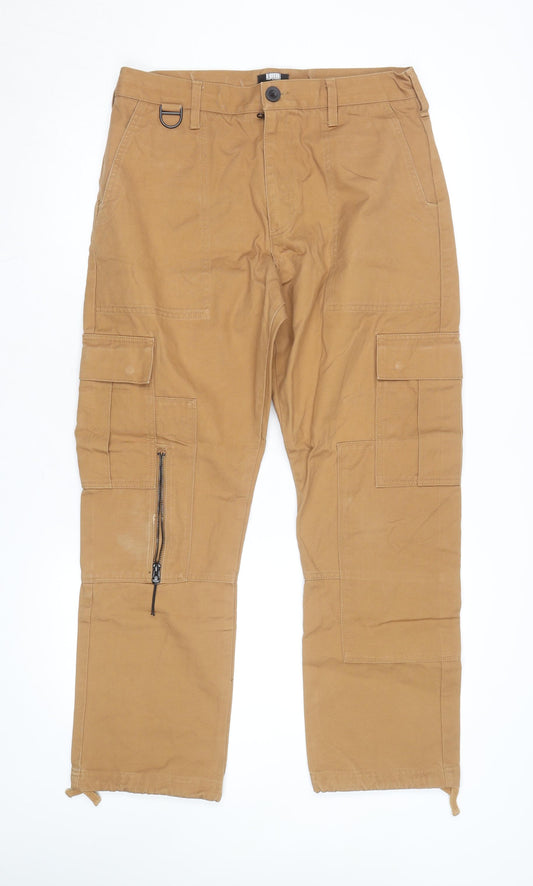 Superdry Men’s Brown Cargo Trousers Size S Straight Fit
