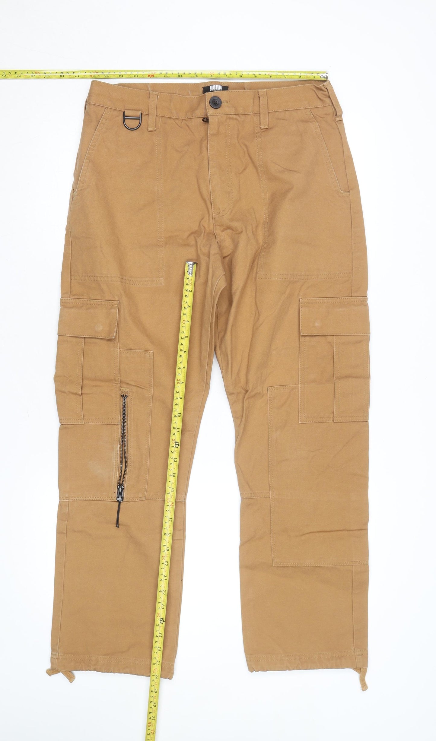 Superdry Men’s Brown Cargo Trousers Size S Straight Fit
