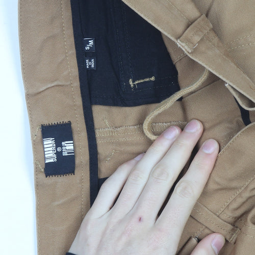 Superdry Men’s Brown Cargo Trousers Size S Straight Fit