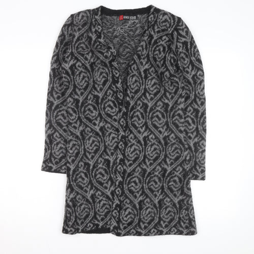 Alpaca Fashion Women's Grey Geometric Long Sleeve Cardigan M