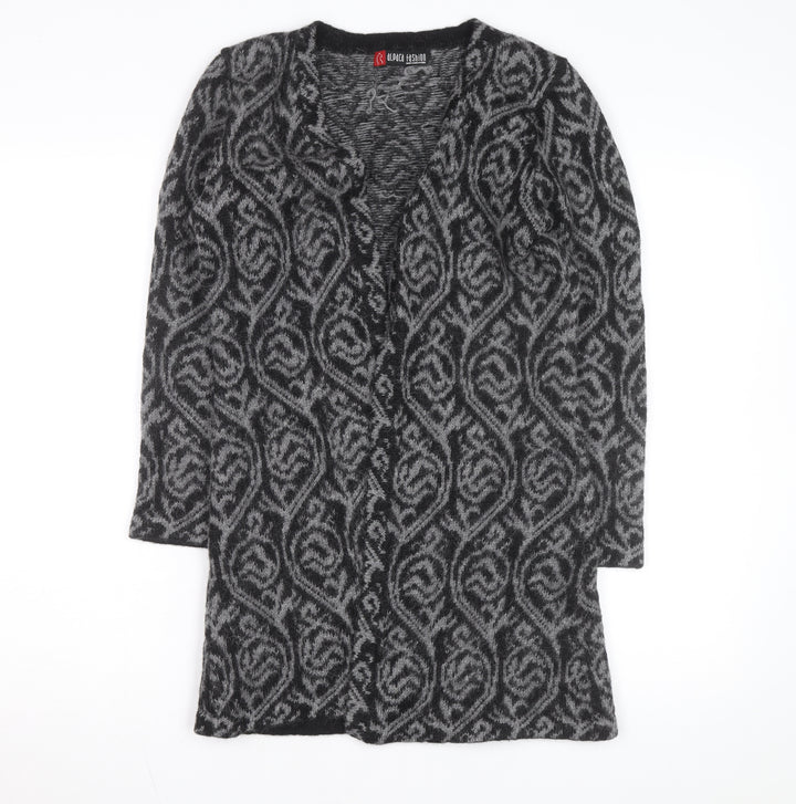 Alpaca Fashion Women's Grey Geometric Long Sleeve Cardigan M