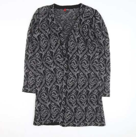 Alpaca Fashion Women's Grey Geometric Long Sleeve Cardigan M