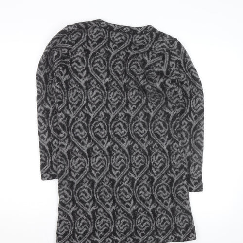 Alpaca Fashion Women's Grey Geometric Long Sleeve Cardigan M