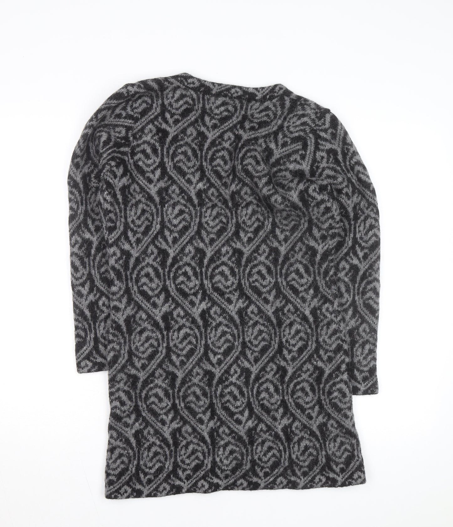 Alpaca Fashion Women's Grey Geometric Long Sleeve Cardigan M