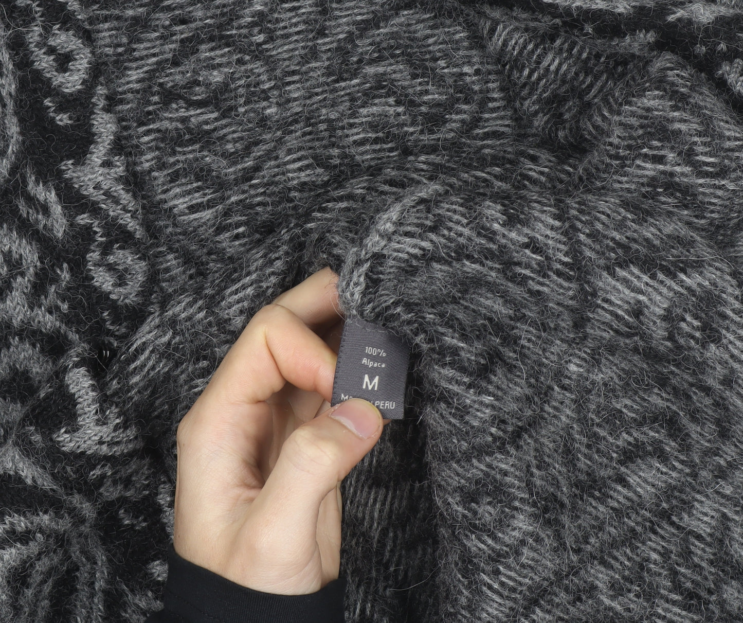 Alpaca Fashion Women's Grey Geometric Long Sleeve Cardigan M