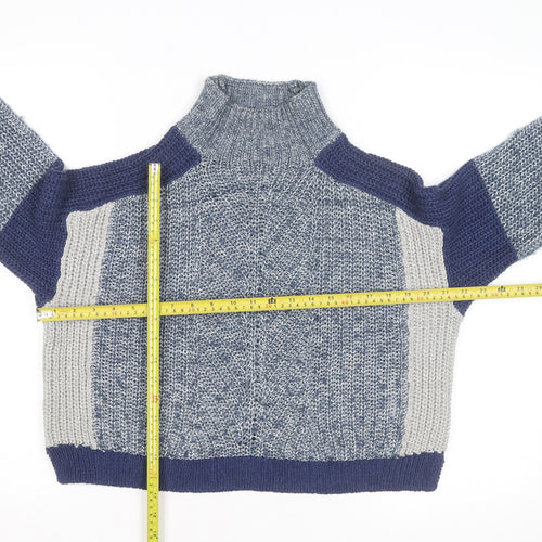 Whistles Women's Blue Chunky High Neck Knit Jumper Size S