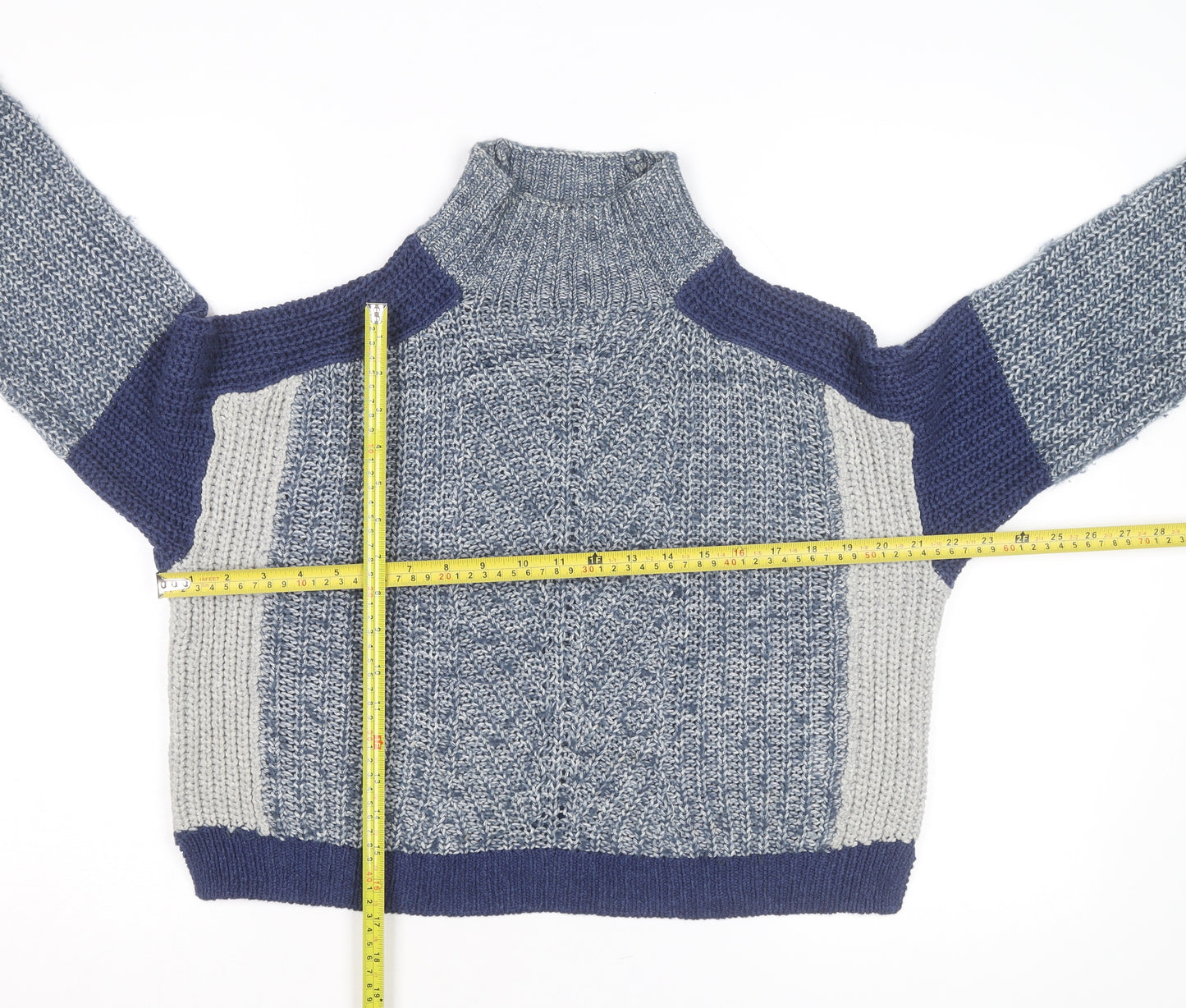 Whistles Women's Blue Chunky High Neck Knit Jumper Size S