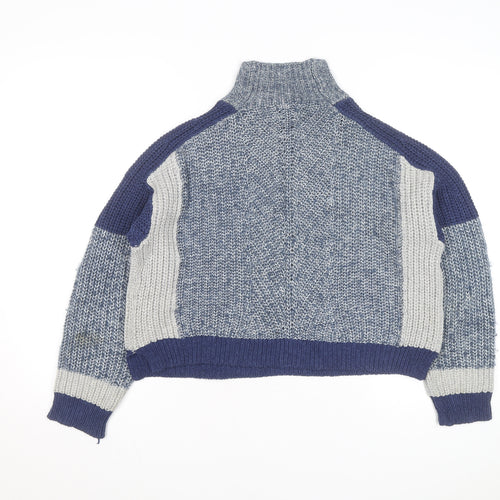 Whistles Women's Blue Chunky High Neck Knit Jumper Size S
