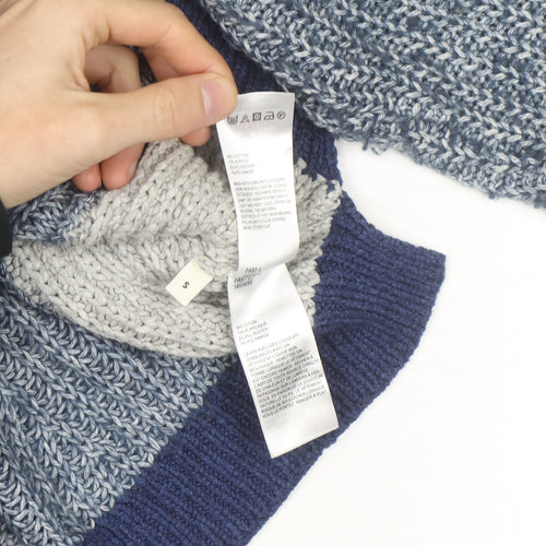 Whistles Women's Blue Chunky High Neck Knit Jumper Size S