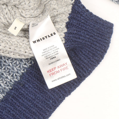 Whistles Women's Blue Chunky High Neck Knit Jumper Size S