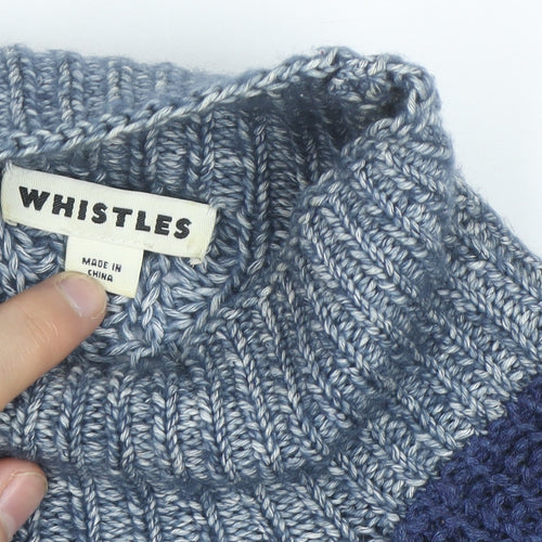 Whistles Women's Blue Chunky High Neck Knit Jumper Size S