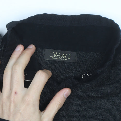 Zara Man Grey Wool Blend Button Cardigan High Neck Size M