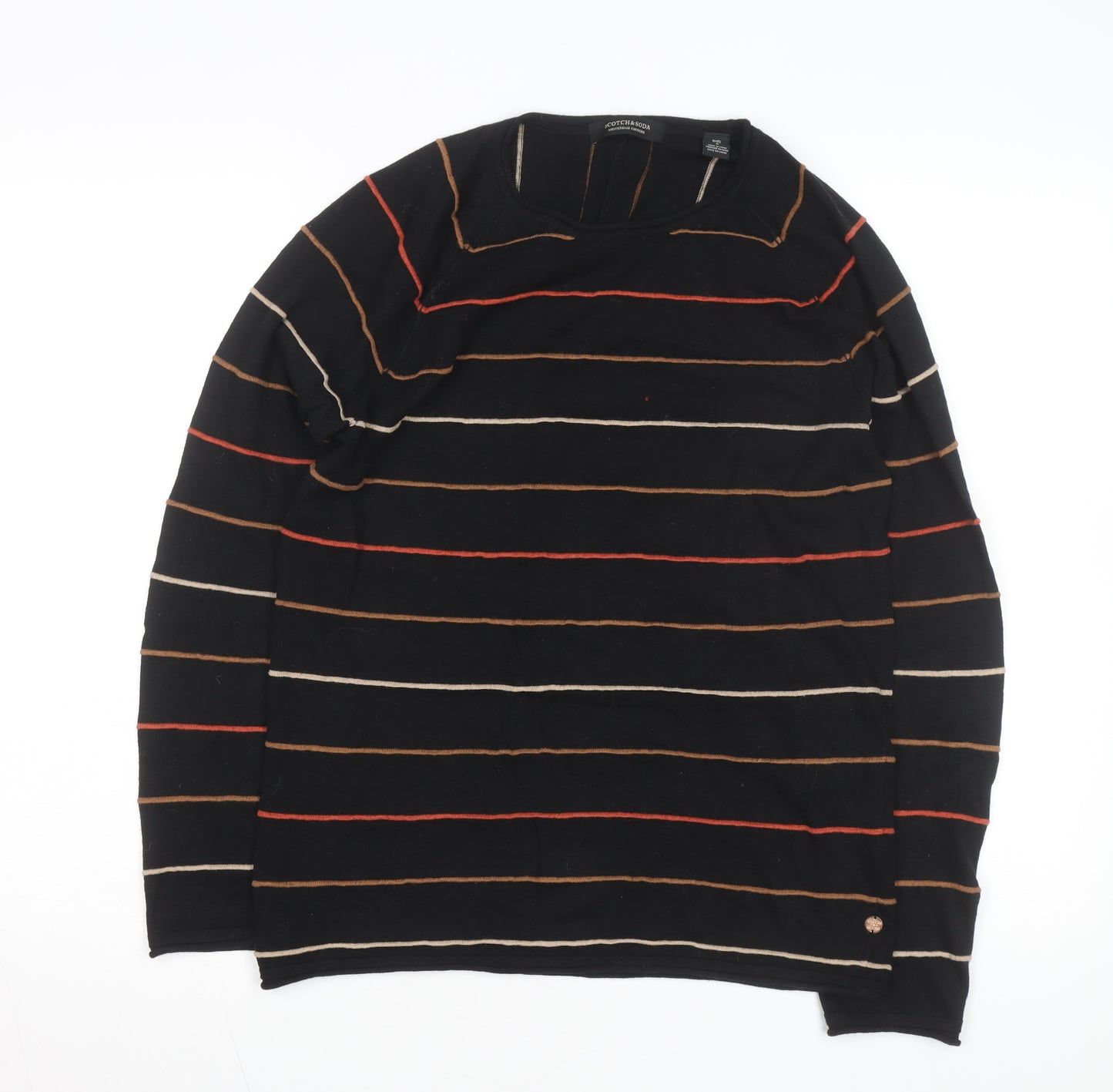 Scotch & Soda Men’s Black Striped Long Sleeve Cotton Top Size S