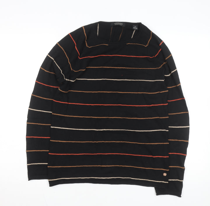 Scotch & Soda Men’s Black Striped Long Sleeve Cotton Top Size S