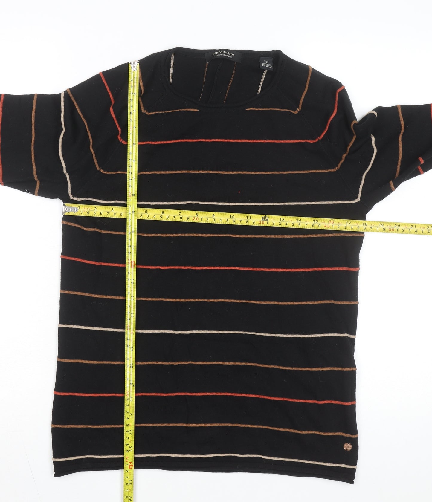 Scotch & Soda Men’s Black Striped Long Sleeve Cotton Top Size S