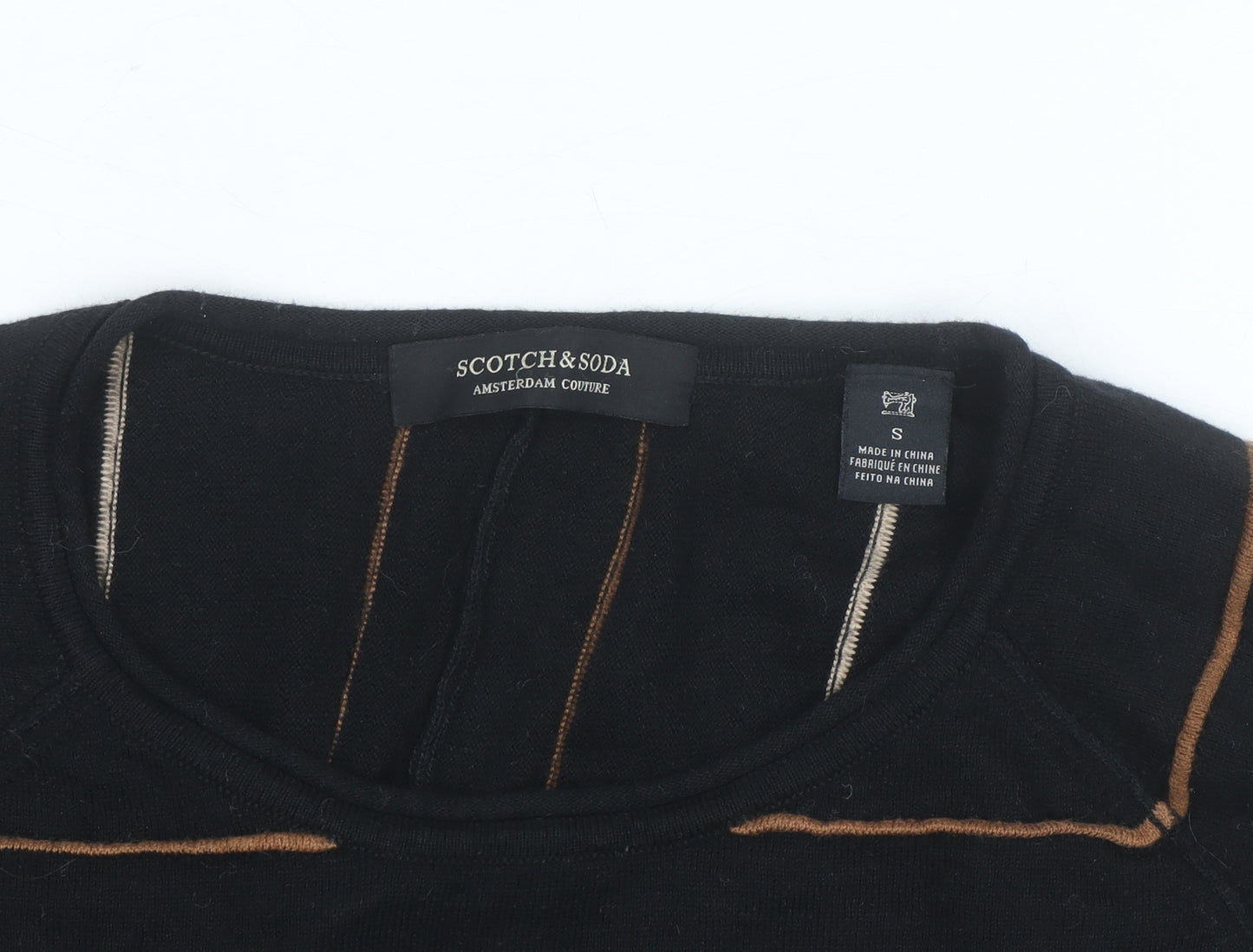 Scotch & Soda Men’s Black Striped Long Sleeve Cotton Top Size S