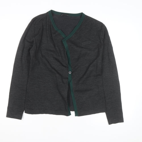 Dimensions Womens Grey V-Neck Long Sleeve Cardigan Size 10