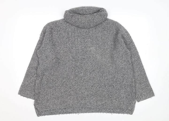 Crew Clothing Women’s Grey Roll Neck Chunky Knit Jumper Size 16