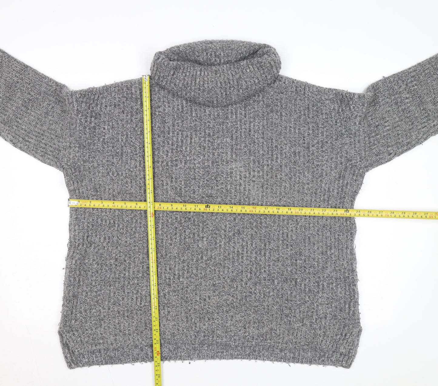 Crew Clothing Women’s Grey Roll Neck Chunky Knit Jumper Size 16