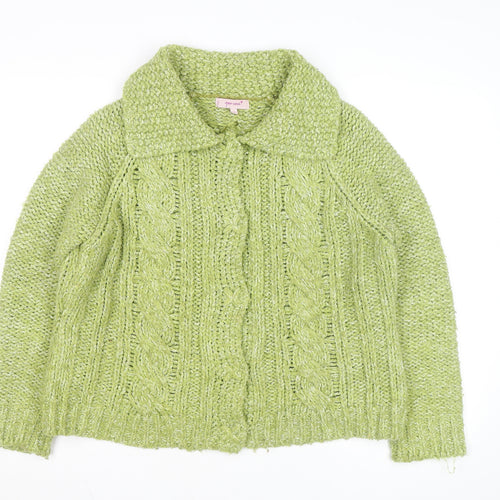 Marks and Spencer Per Una Women Green L Cable-Knit Cardigan