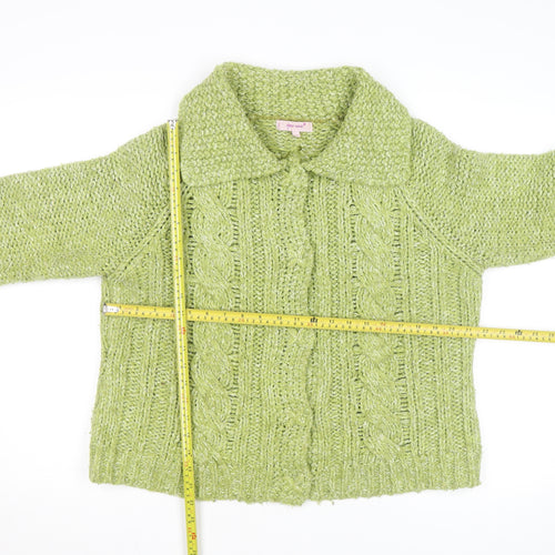 Marks and Spencer Per Una Women Green L Cable-Knit Cardigan