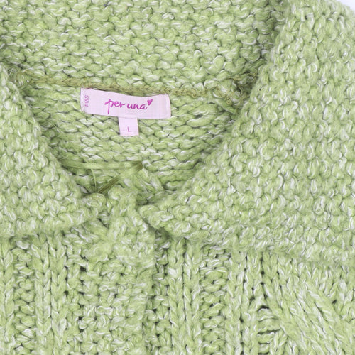 Marks and Spencer Per Una Women Green L Cable-Knit Cardigan