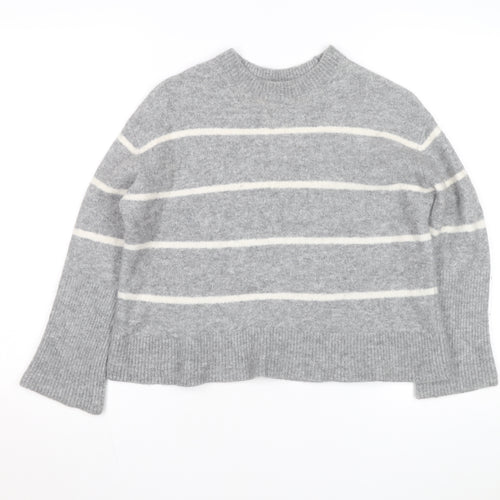 & Other Stories Women Grey Wool Blend Striped Jumper Crew Neck Size S
