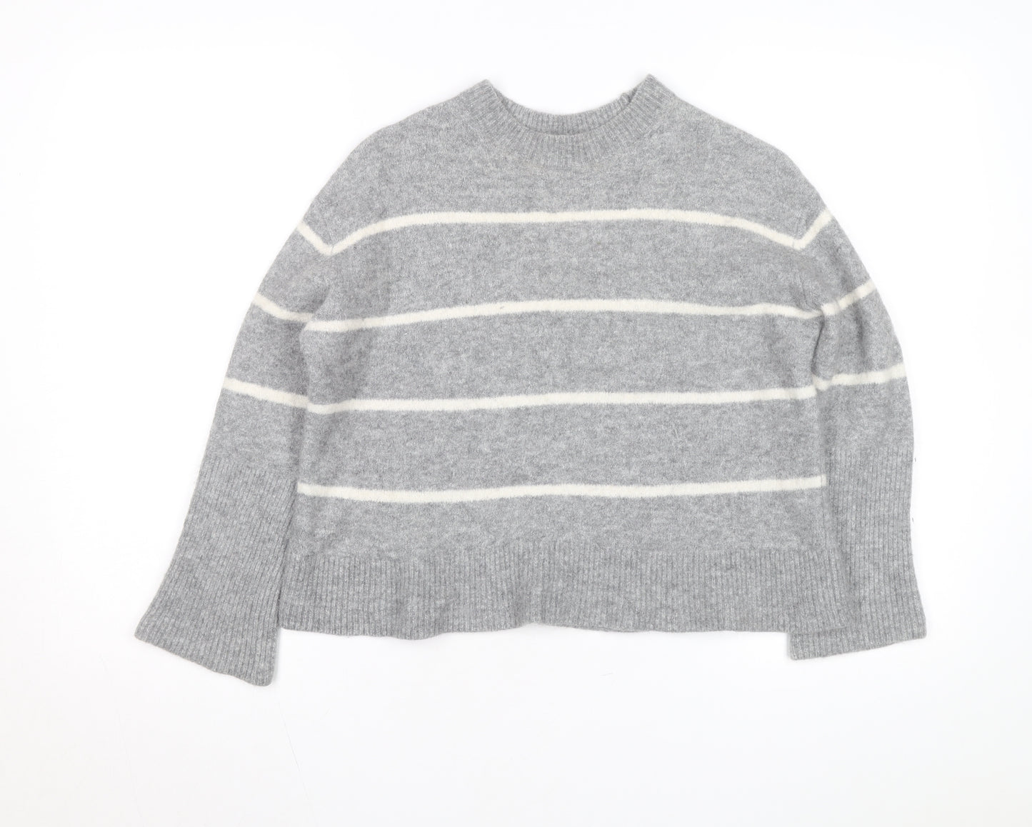 & Other Stories Women Grey Wool Blend Striped Jumper Crew Neck Size S