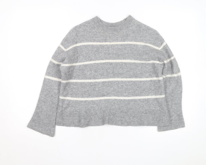 & Other Stories Women Grey Wool Blend Striped Jumper Crew Neck Size S