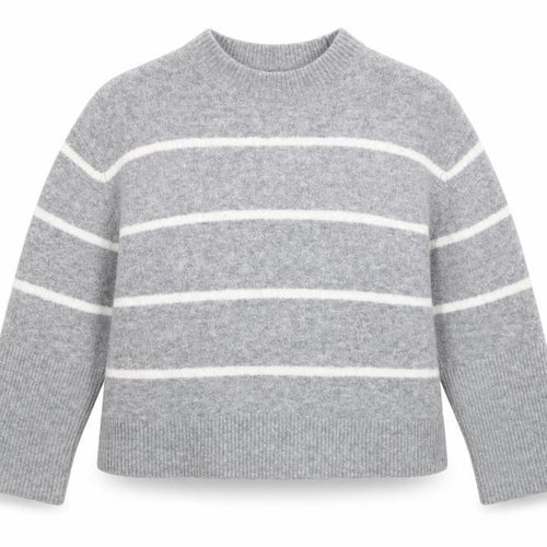 & Other Stories Women Grey Wool Blend Striped Jumper Crew Neck Size S