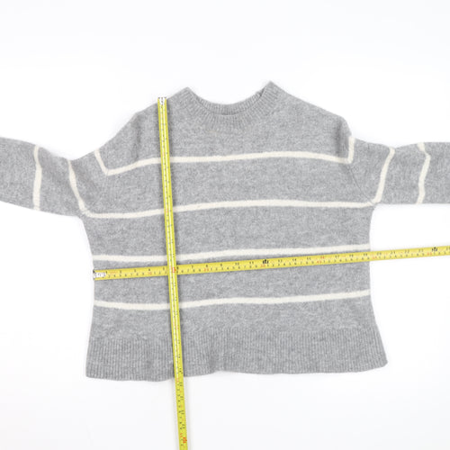& Other Stories Women Grey Wool Blend Striped Jumper Crew Neck Size S