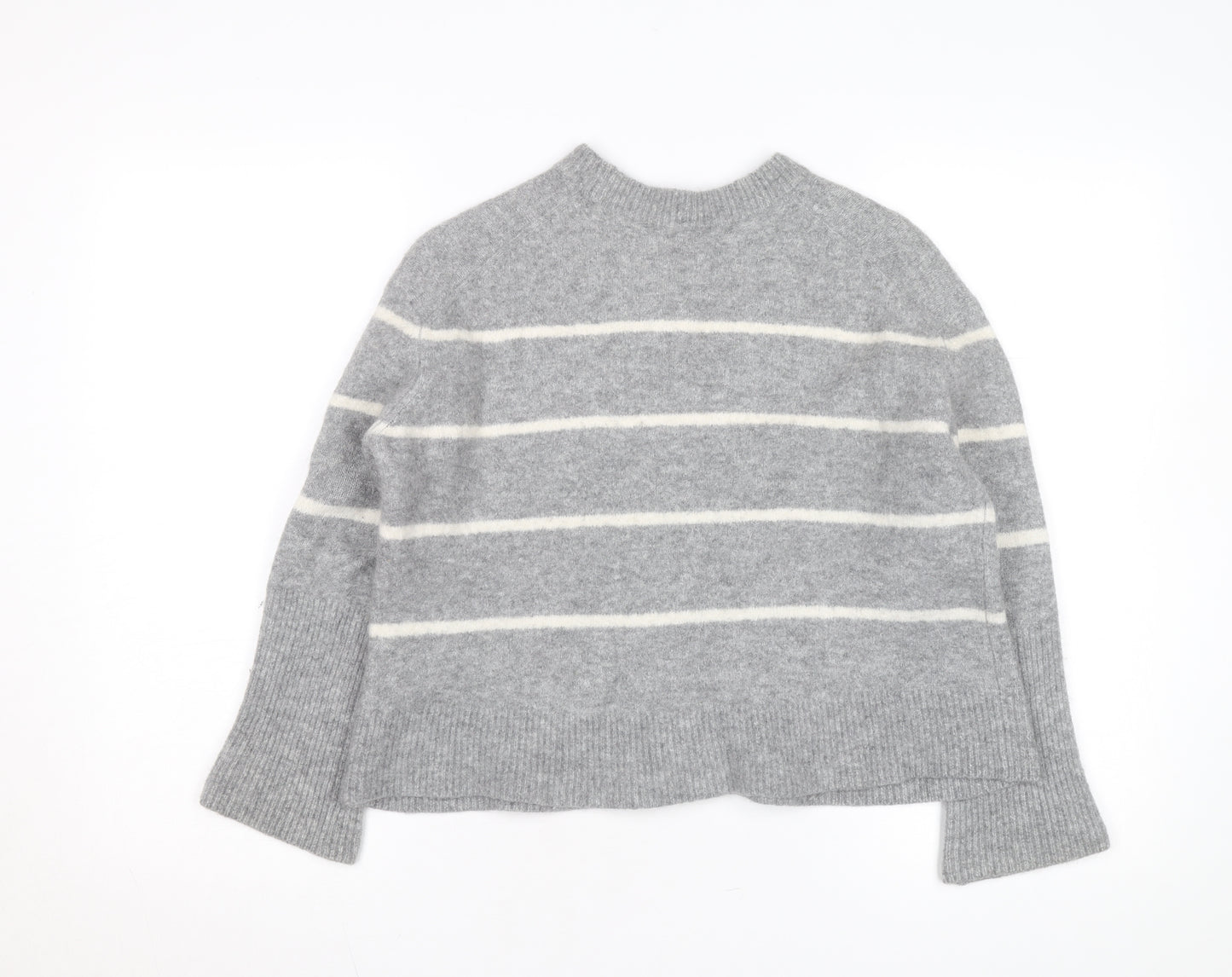 & Other Stories Women Grey Wool Blend Striped Jumper Crew Neck Size S