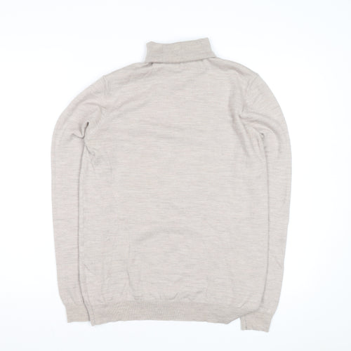 Reiss Women Beige Roll Neck Wool Jumper Medium