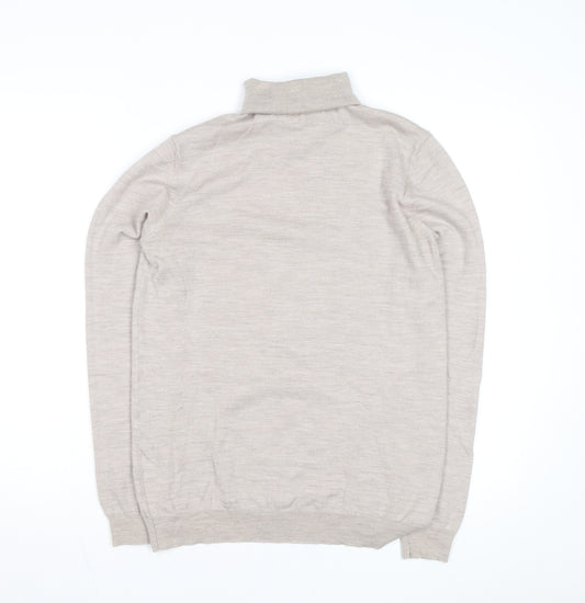 Reiss Women Beige Roll Neck Wool Jumper Medium
