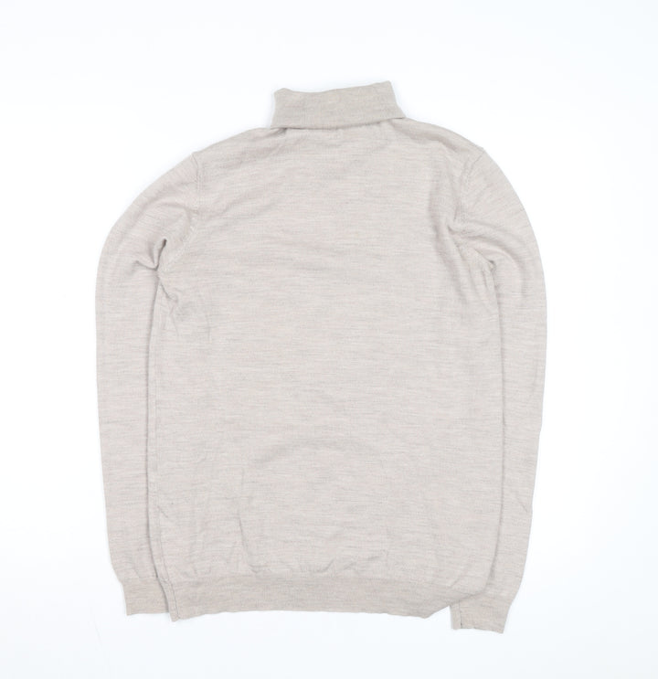 Reiss Women Beige Roll Neck Wool Jumper Medium