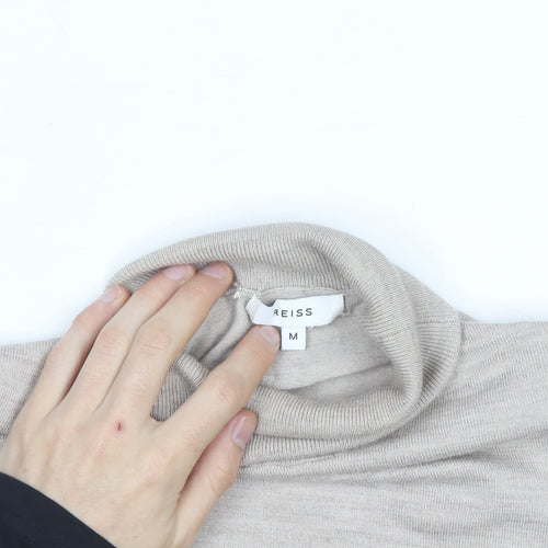 Reiss Women Beige Roll Neck Wool Jumper Medium