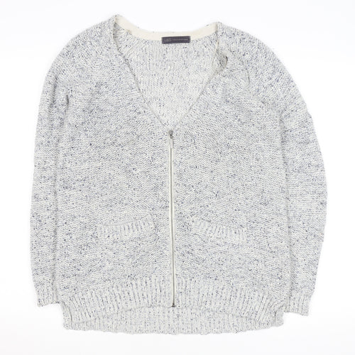 Marks and Spencer Women’s Grey V-Neck Full Zip Knit Cardigan Size 14