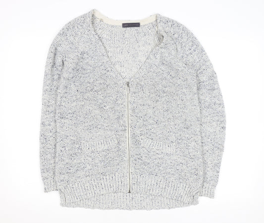 Marks and Spencer Women’s Grey V-Neck Full Zip Knit Cardigan Size 14