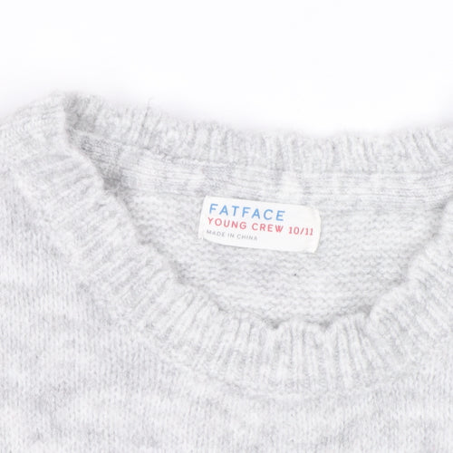 FatFace Girls Grey Fair Isle Long Sleeve Knit Sweater Dress 10-11 Years