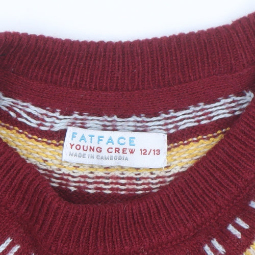 FatFace Girls Red Penguin Knit Sweater Dress 12-13 Years Winter Fair Isle