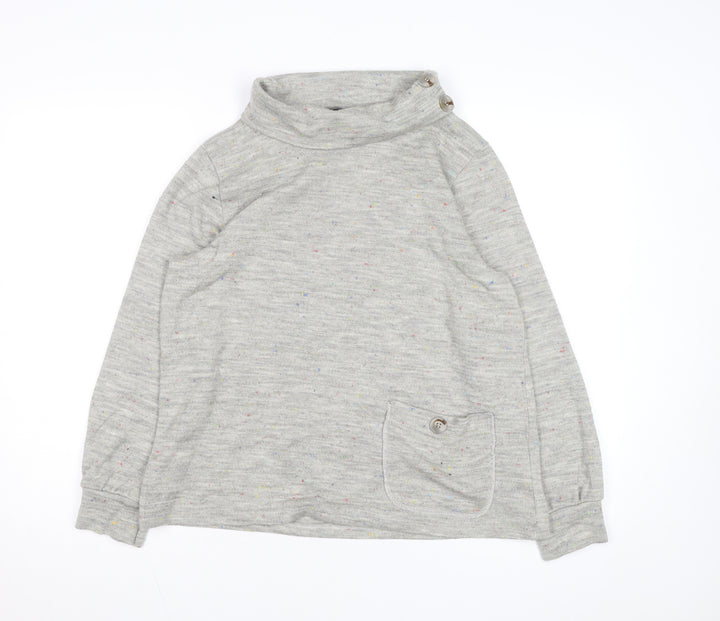 Luca Vanucci Women's Grey Roll Neck Knit Jumper Size S