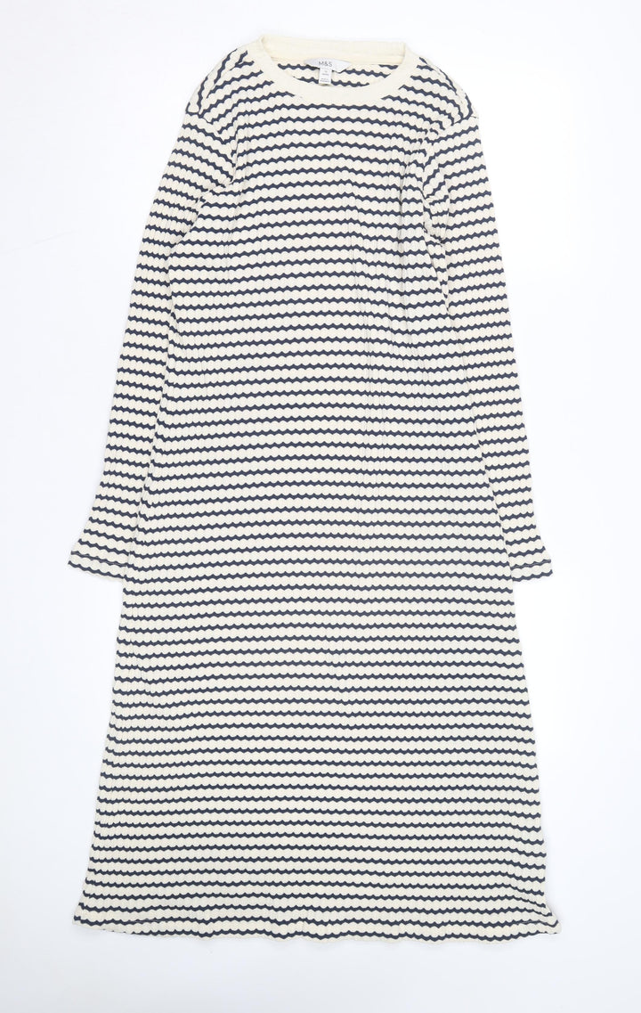 Marks and Spencer Women Petite Multicoloured Size 12 Knit Midi Shift Dress