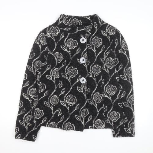Kaliko Women’s Black Floral Wool Blend Cardigan Size 12